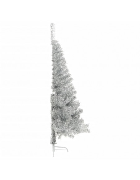 Albero di Natale a Metà con Supporto Argento 180 cm PET