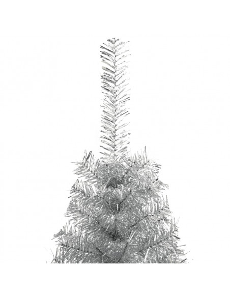 Albero di Natale a Metà con Supporto Argento 180 cm PET
