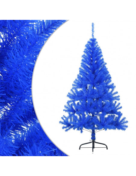 Albero di Natale Artificiale a Metà con Supporto Blu 150 cm PVC
