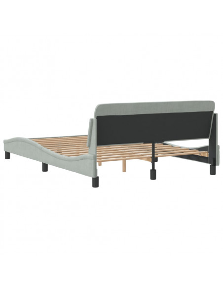 Giroletto con Testiera Grigio Chiaro 140x190 cm in Velluto