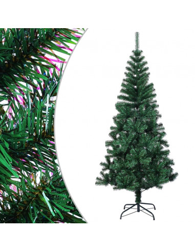 Albero di Natale Artificiale Punte Iridescenti Verde 210 cm PVC