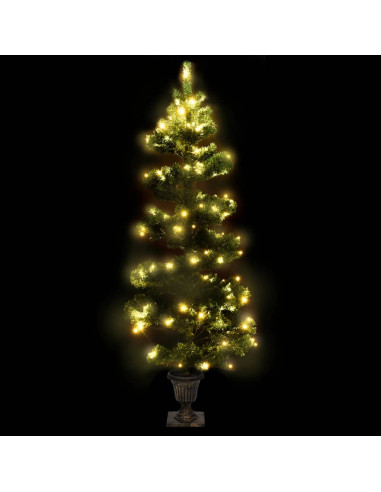 Albero di Natale Preilluminato con Vaso Verde 120 cm in PVC