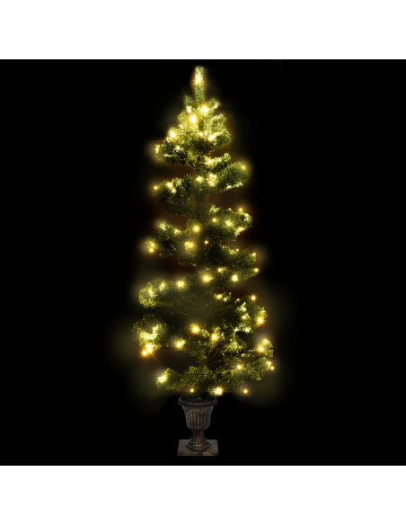 Albero di Natale Preilluminato con Vaso Verde 120 cm in PVC