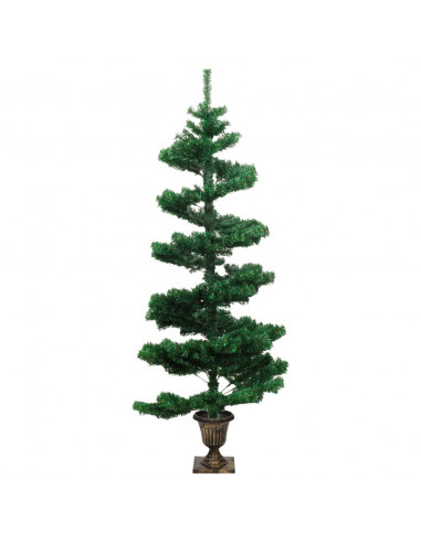 Albero di Natale Preilluminato con Vaso Verde 120 cm in PVC