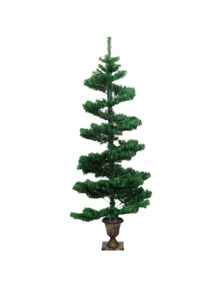 Albero di Natale Preilluminato con Vaso Verde 120 cm in PVC