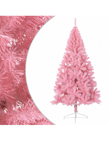 Albero di Natale Artificiale a Metà con Supporto Rosa 240cm PVC