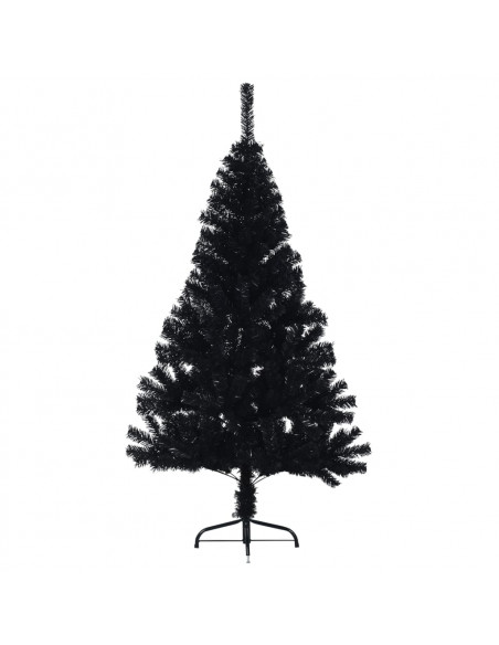 Albero di Natale Artificiale a Metà con Base Nero 120 cm PVC