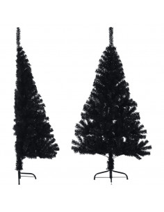 Albero di Natale Artificiale a Metà con Base Nero 150 cm PVC 2
