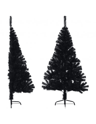 Albero di Natale Artificiale a Metà con Base Nero 150 cm PVC