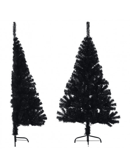 Albero di Natale Artificiale a Metà con Base Nero 150 cm PVC