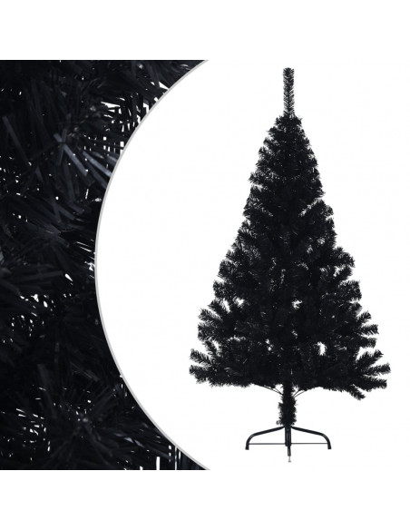 Albero di Natale Artificiale a Metà con Base Nero 150 cm PVC