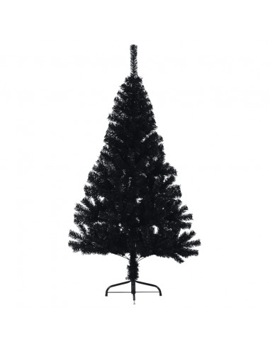 Albero di Natale Artificiale a Metà con Base Nero 150 cm PVC