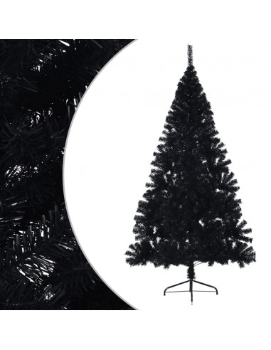 Albero di Natale Artificiale a Metà con Base Nero 180 cm PVC