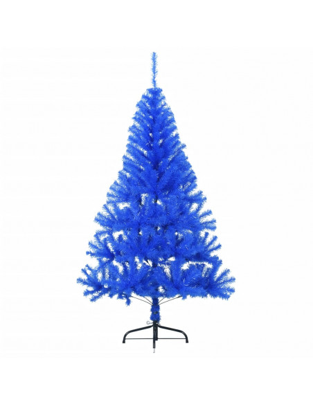 Albero di Natale Artificiale a Metà con Supporto Blu 120 cm PVC