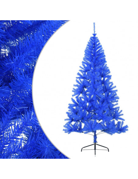 Albero di Natale Artificiale a Metà con Supporto Blu 180 cm PVC