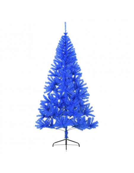 Albero di Natale Artificiale a Metà con Supporto Blu 210 cm PVC