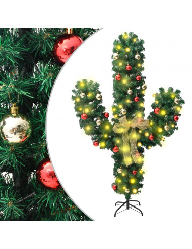 Cactus di Natale con Base e LED Verde 150 cm PVC