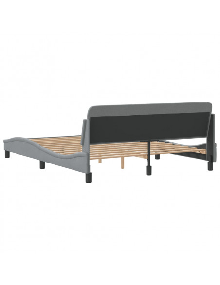 Giroletto con Testiera Grigio Chiaro 160x200 cm in Tessuto
