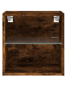 Comodino con Luci LED a Parete Rovere Fumo 2