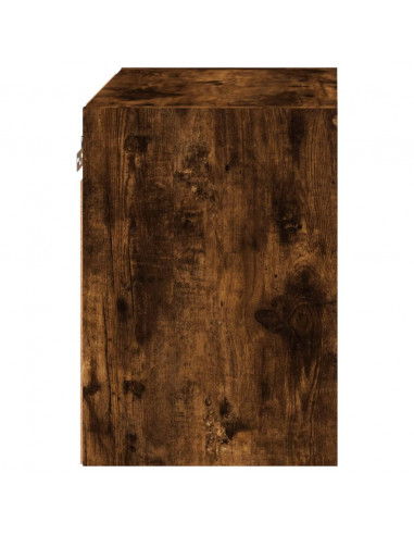 Comodino con Luci LED a Parete Rovere Fumo