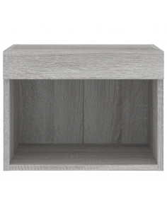 Comodino con Luci LED a Parete Grigio Sonoma 2