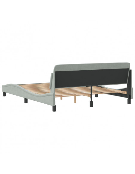 Giroletto con Testiera Grigio Chiaro 160x200 cm in Velluto