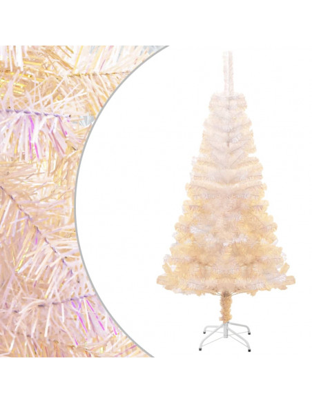 Albero di Natale Artificiale Punte Iridescenti Bianco 150cm PVC