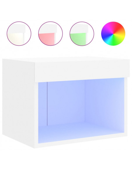 Comodini con Luci LED a Parete 2pz Bianchi
