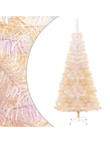 Albero di Natale Artificiale Punte Iridescenti Bianco 180cm PVC