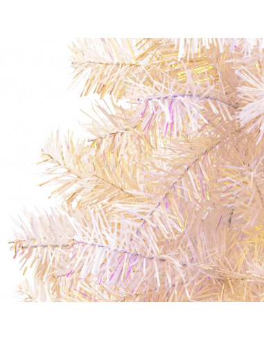 Albero di Natale Artificiale Punte Iridescenti Bianco 180cm PVC