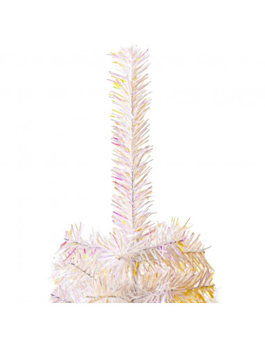 Albero di Natale Artificiale Punte Iridescenti Bianco 180cm PVC