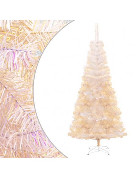 Albero di Natale Artificiale Punte Iridescenti Bianco 180cm PVC