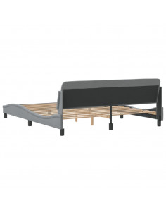 Giroletto con Testiera Grigio Chiaro 180x200 cm in Tessuto