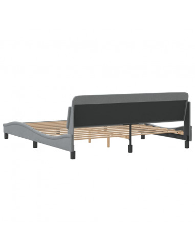 Giroletto con Testiera Grigio Chiaro 180x200 cm in Tessuto