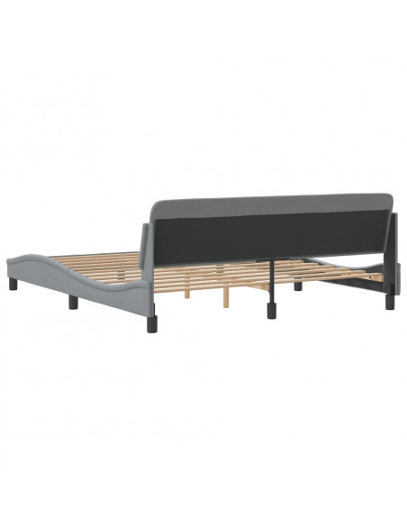 Giroletto con Testiera Grigio Chiaro 180x200 cm in Tessuto