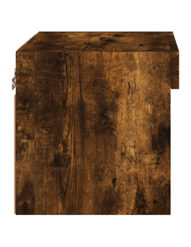 Comodino con Luci LED a Parete Rovere Fumo