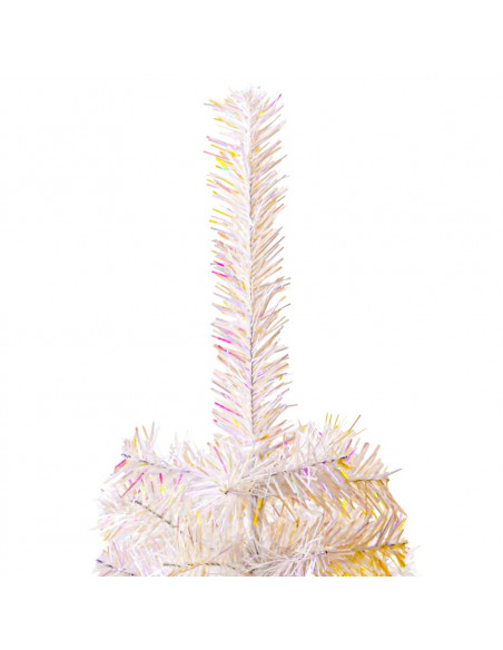 Albero di Natale Artificiale Punte Iridescenti Bianco 180cm PVC