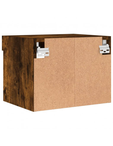 Comodino con Luci LED a Parete Rovere Fumo