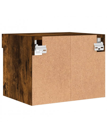 Comodino con Luci LED a Parete Rovere Fumo