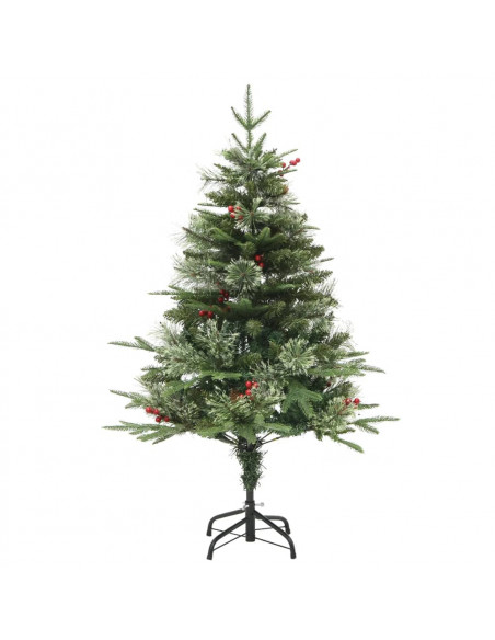 Albero di Natale Preilluminato con Pigne Verde 120 cm PVC e PE