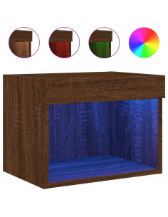 Comodini con Luci LED a Parete 2pz Rovere Marrone 2
