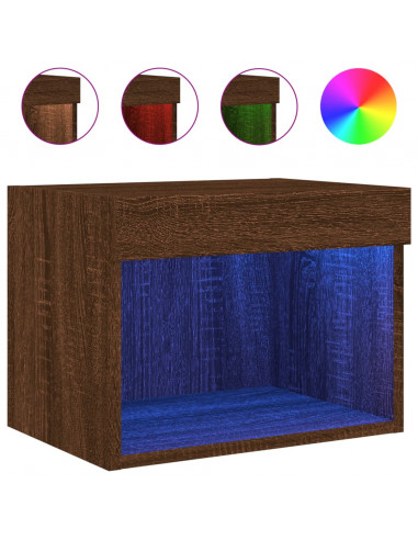 Comodini con Luci LED a Parete 2pz Rovere Marrone