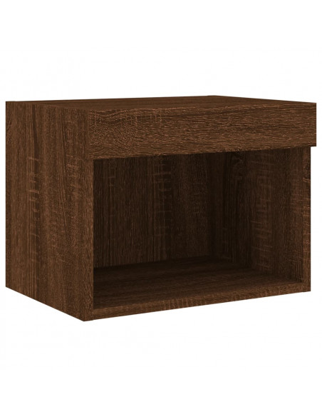Comodini con Luci LED a Parete 2pz Rovere Marrone