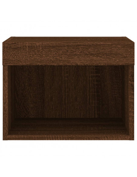 Comodini con Luci LED a Parete 2pz Rovere Marrone