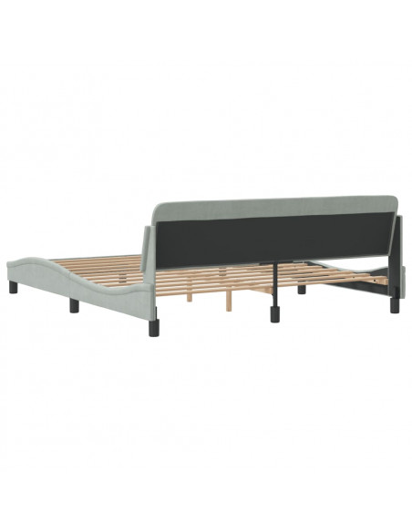 Giroletto con Testiera Grigio Chiaro 180x200 cm in Velluto