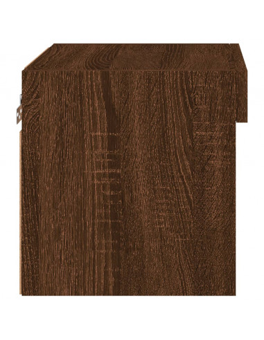 Comodini con Luci LED a Parete 2pz Rovere Marrone