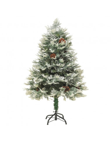 Albero di Natale Preilluminato con Pigne Verde 120 cm PVC e PE