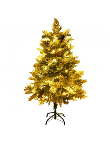 Albero di Natale Preilluminato con Pigne Verde 120 cm PVC e PE