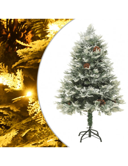 Albero di Natale Preilluminato con Pigne Verde 150 cm PVC e PE