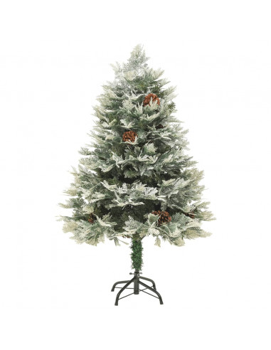 Albero di Natale Preilluminato con Pigne Verde 150 cm PVC e PE